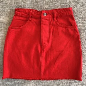 Brandy Melville John Galt Red Denim Mini Skirt